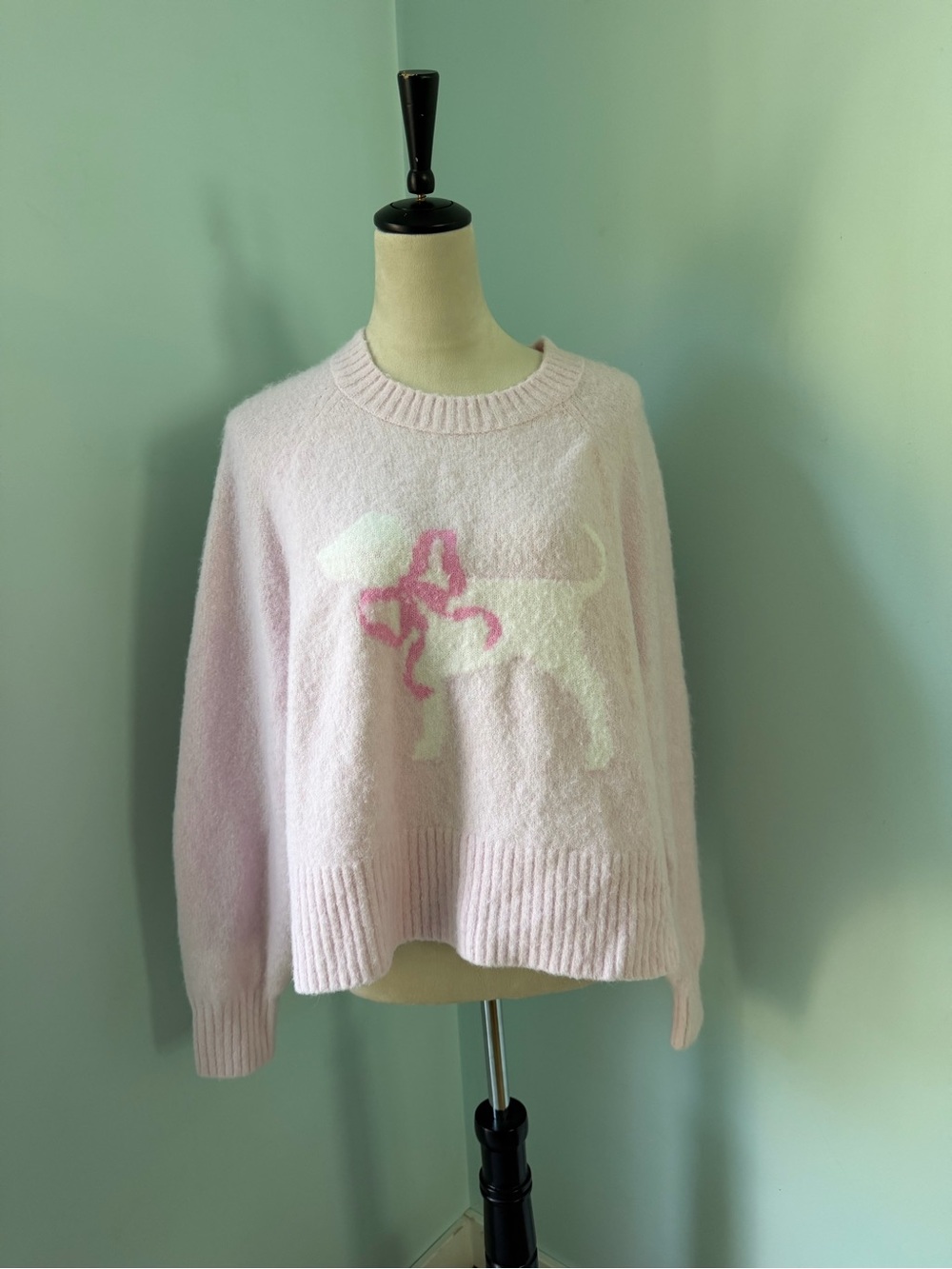 Victoria’s Secret PINK LoveShackFancy Bow Sweater Pink Women’s Size Medium